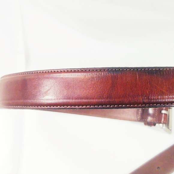 Vintage Designer Coach Brown Leather Belt with Silver Buckle- Size 38 - Picture 9 of 11